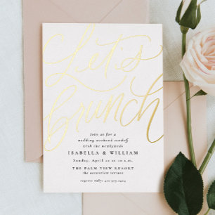 Let's brunch handlettered gold after wedding