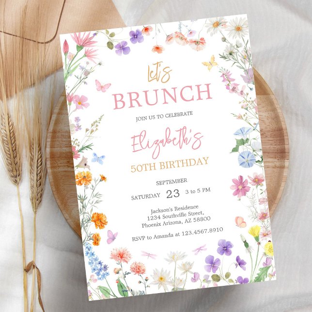 Let's Brunch Wildflower Birthday Invitation (Creator Uploaded)