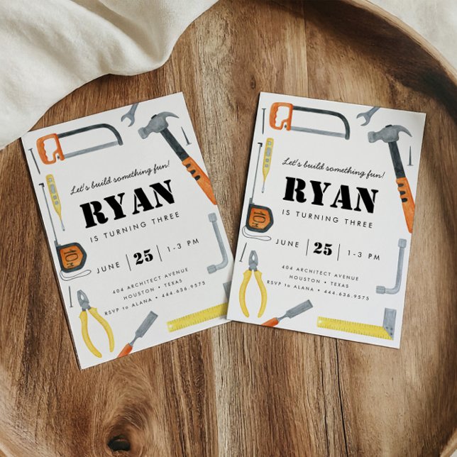 Let's Build! Boy's Construction Tool Birthday Invitation (Creator Uploaded)