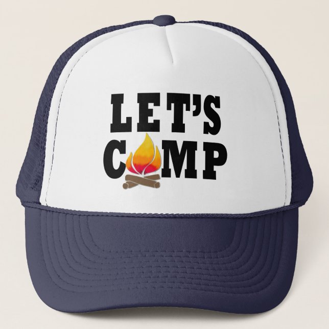 Let's Camp Campfire Trucker Hat (Front)