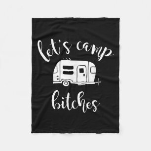 Lets Camp Quote Graphic Funny Fleece Blanket