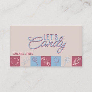 Let's Candy Cute Pastel Sweets Shop Business Card