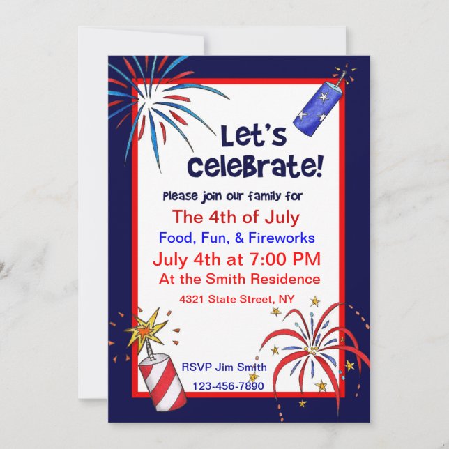 Let's celebrate! 4th of July Party Invitations (Front)