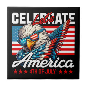 Let's Celebrate America 4th of July Eagle Ceramic Tile