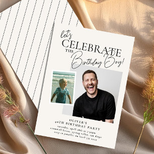 Let's Celebrate' Before & Now Adult Birthday Invitation