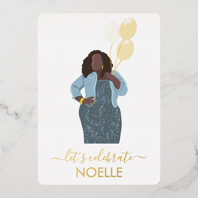 Let's Celebrate Birthday! Black Woman w/Balloons (Front)