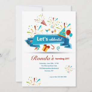 Let's Celebrate Birthday Party Invitation