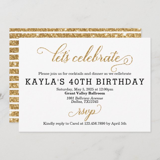 Lets Celebrate Birthday Party Invitation (Front/Back)