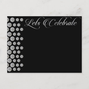 lets celebrate blank black and silver invitation postcard