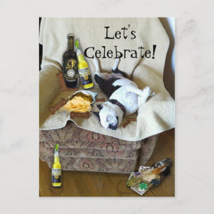 Let's Celebrate Boston Terrier Party Invitation Postcard