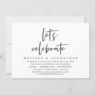 Let's Celebrate, Casual Wedding Elopement Party Invitation