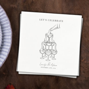 Let's Celebrate Champagne Tower Wedding Napkin