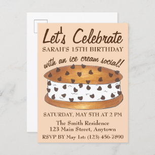 Let's Celebrate Chipwich Ice Cream Social Birthday Invitation Postcard