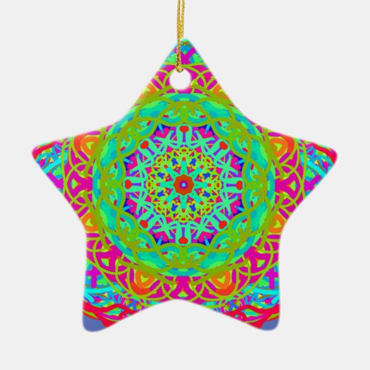 Let's Celebrate Colourful Mandala Ceramic Ornament
