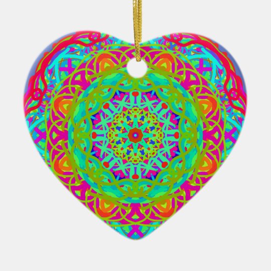 Let's Celebrate Colourful Mandala Ceramic Ornament