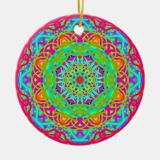 Let's Celebrate Colourful Mandala Ceramic Ornament