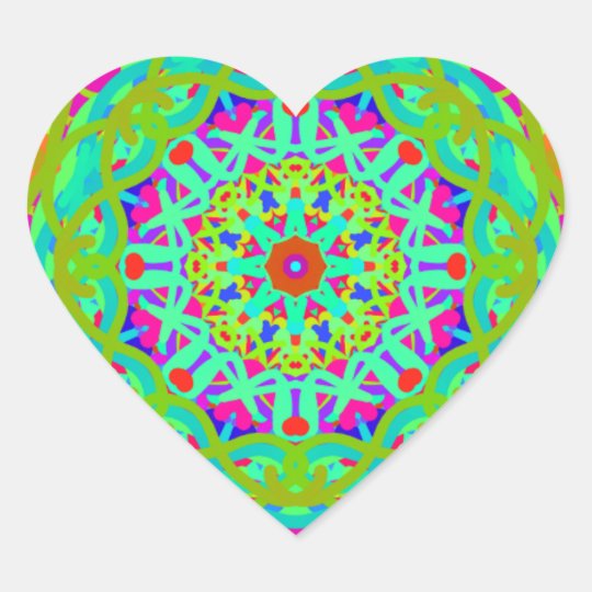 Let's Celebrate Colourful Mandala Heart Sticker
