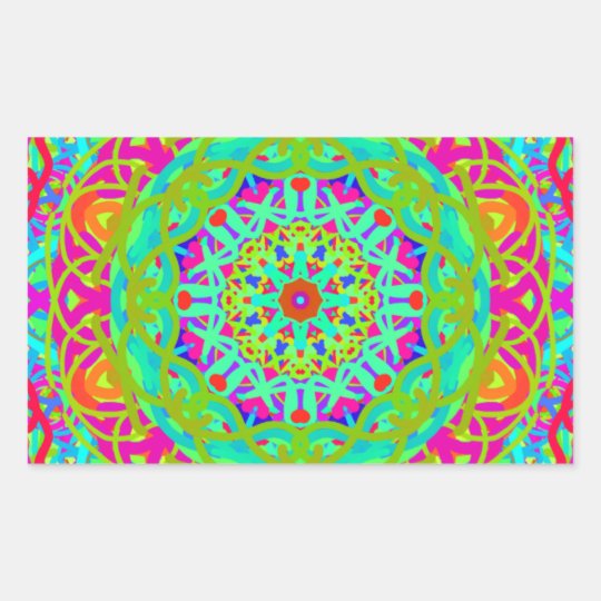 Let's Celebrate Colourful Mandala Rectangular Sticker