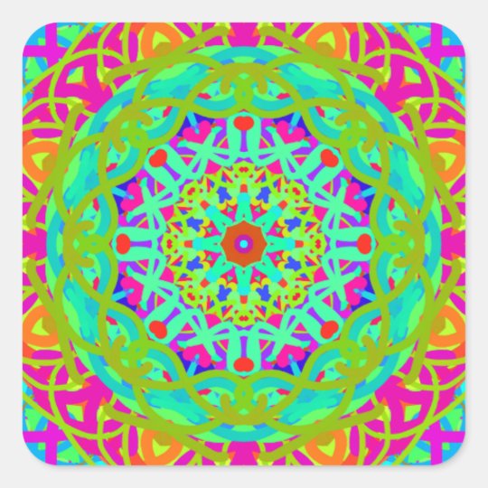 Let's Celebrate Colourful Mandala Square Sticker