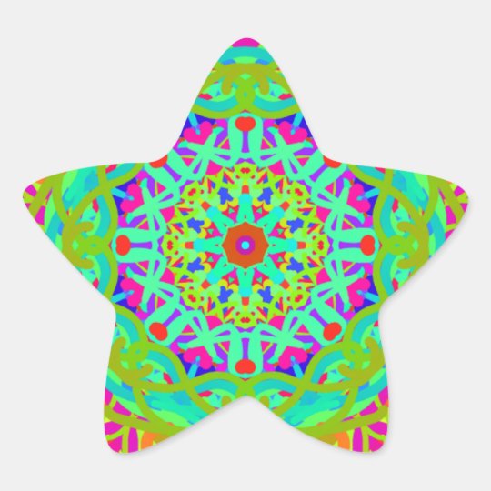 Let's Celebrate Colourful Mandala Star Sticker