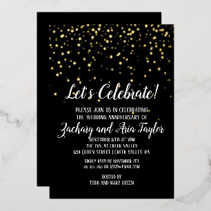 Let's Celebrate Confetti on Black Anniversary Gold
