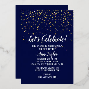 Let's Celebrate Confetti on Navy Blue Party Gold