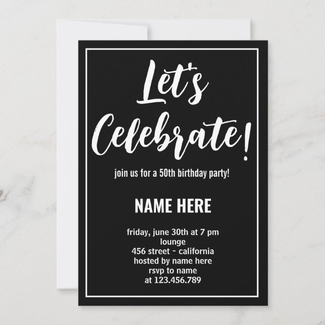 LET'S CELEBRATE CUSTOM BIRTHDAY PARTY INVITATION (Front)
