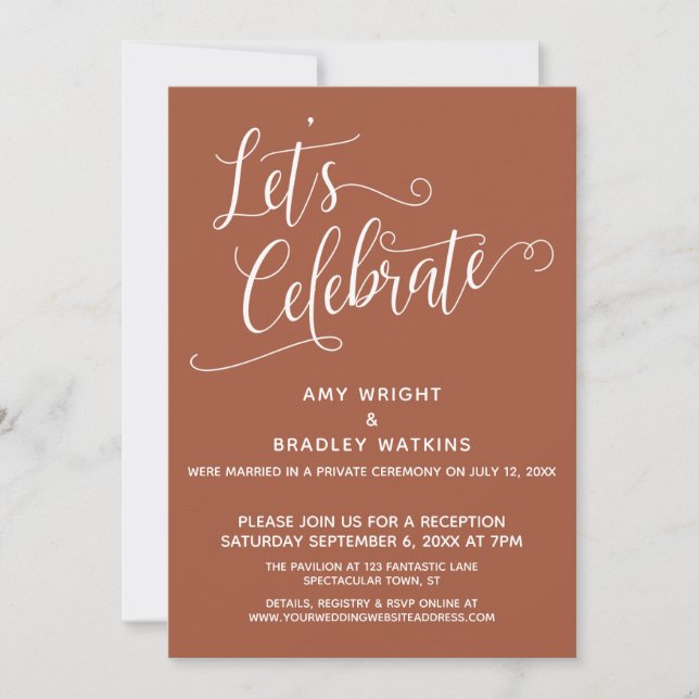 Let's Celebrate Elegant Cinnamon Reception-Only Invitation (Front)