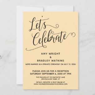 Let's Celebrate Elegant Peach Reception-Only Invitation