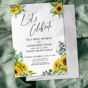 Let's Celebrate Eucalyptus Sunflower Reception Invitation