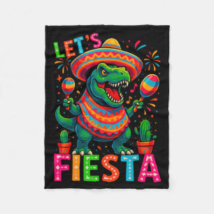 Let's celebrate fiesta mexican trex dino cinco de fleece blanket
