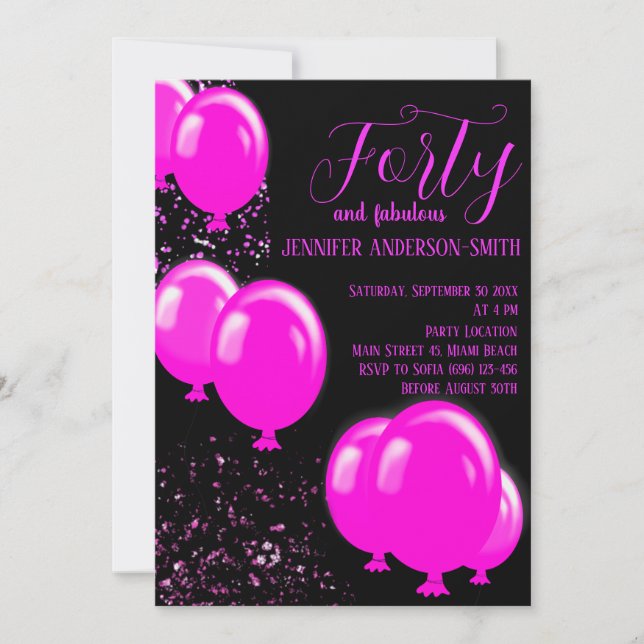Let's celebrate! Forty and fabulous Party Invitation (Front)