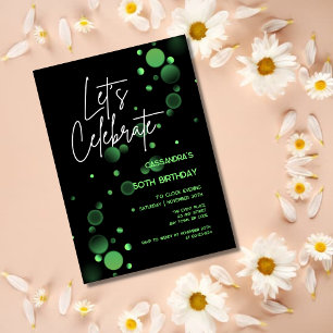 Let's Celebrate Green Bokeh Gradient Birthday Invitation