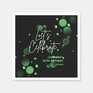 Let's Celebrate Green Bokeh Gradient Birthday Napkin