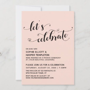 Let's Celebrate Hearts Blush Pink Reception-Only Invitation