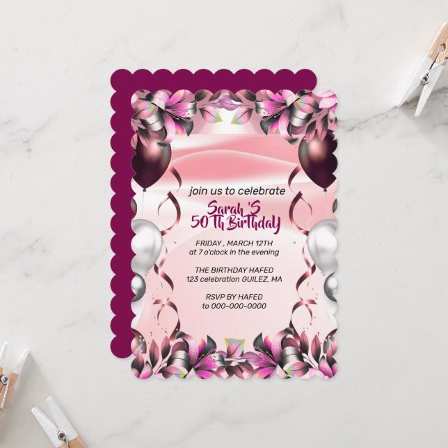 Let's Celebrate Invitation Template, Editable Surp (Front/Back In Situ)