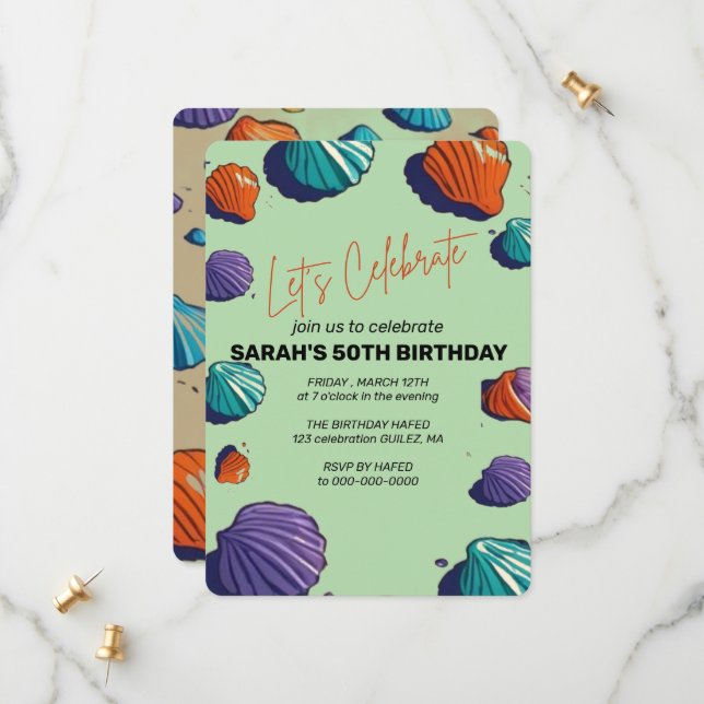 Let's Celebrate Invitation Template, Editable Surp (Front/Back In Situ)