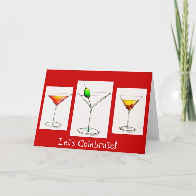 Let's Celebrate! Martini Cosmo Cocktail Drinks Card (Front)