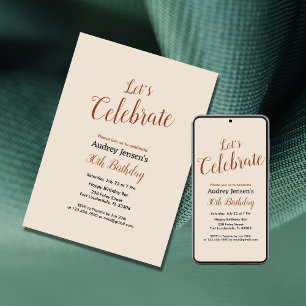 Let's Celebrate Modern Birthday Invitation