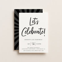 Let's Celebrate Modern Black Script Birthday