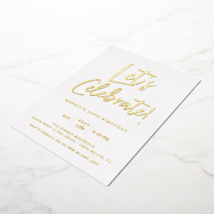 Let's Celebrate Modern Blue Script Birthday