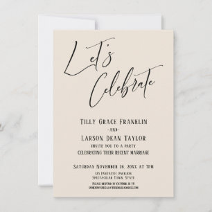 Let's Celebrate Modern Elegant Cream Wedding Party Invitation