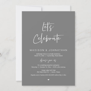 Lets celebrate, Navy Blue, Wedding Elopement Party Invitation