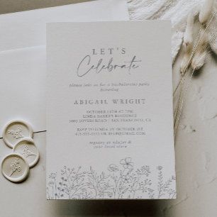Let's Celebrate Neutral Wildflower Party   Invitation
