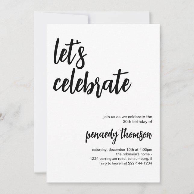 Let's Celebrate Party Invitation Editable Template (Front)