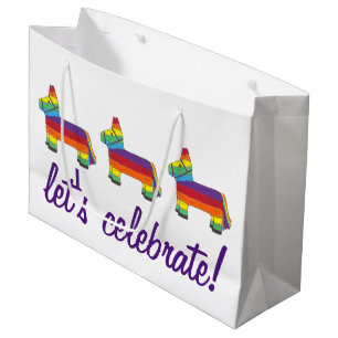 Let's Celebrate! Rainbow Donkey Birthday Piñata Large Gift Bag