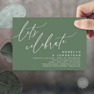Let's Celebrate, Romantic Wedding Elopement Party Invitation