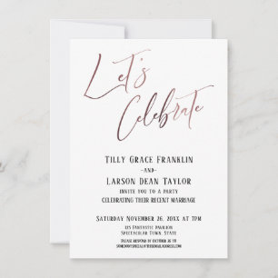 Let's Celebrate Rose Gold Elegant Wedding Party Invitation