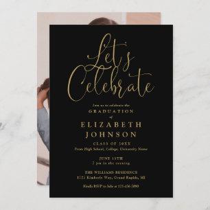 Lets Celebrate Script Photo Graduation Party Invitation