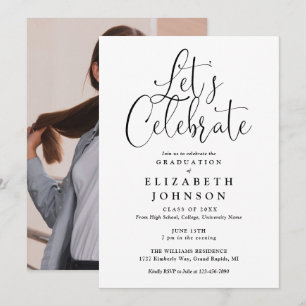 Lets Celebrate Script Photo Graduation Party Invitation